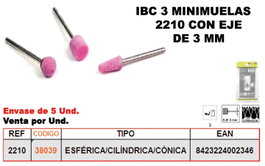 BAJA IBC 2-210 3 Minimuelas Eje 3mm Esf. Cil. Con