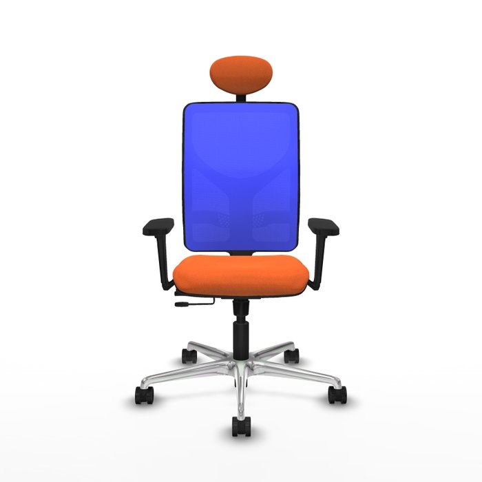 PIQUERAS Y CRESPO Silla de oficina Motilla con mecanismo Sincro/Traslack, Tela Naranja y Malla Azul