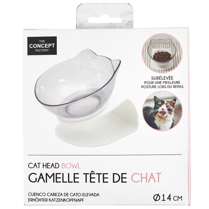 The Concept Factory Mon Chat Mon Ch Comedero para Gato, Diámetro 14 cm, Bol Elevado para Mascotas, 13x15x13.5 cm