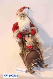 DKD Home Decor Figura Papá Noel en Trineo Rojo y Gris