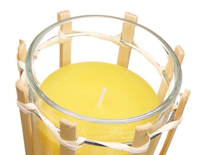 Ibergarden Antorcha Vela Citronela Bambu Parafina Vidrio 9x76x9 cm (Set de 24)