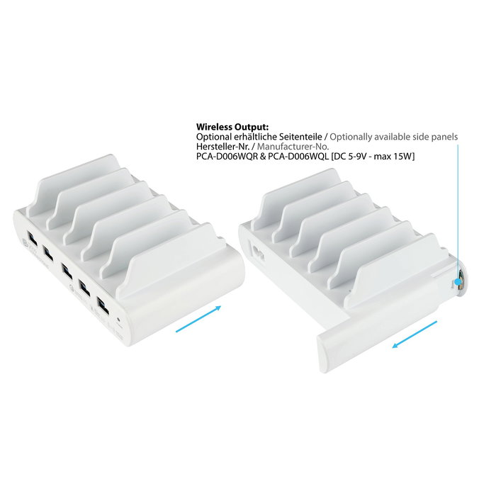 GoodConnections PCA-D006W Estación de Carga Rápida USB de Mesa 110W, 10 Puertos (5x USB-C/5x USB-A) con QC3.0, Color Blanco