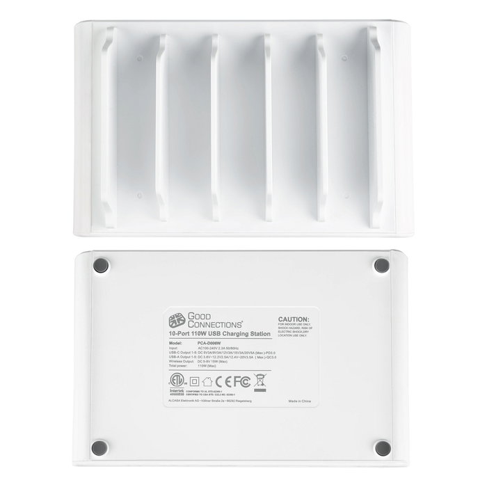GoodConnections PCA-D006W Estación de Carga Rápida USB de Mesa 110W, 10 Puertos (5x USB-C/5x USB-A) con QC3.0, Color Blanco