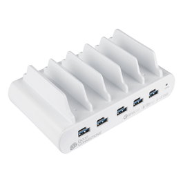 GoodConnections PCA-D006W Estación de Carga Rápida USB de Mesa 110W, 10 Puertos (5x USB-C/5x USB-A) con QC3.0, Color Blanco