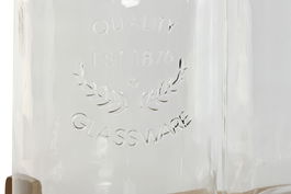 DKD Home Decor Dispensador Bebidas Set de 2 Piezas Natural Cristal Bambú Plástico Silicona 5.5L