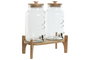 DKD Home Decor Dispensador Bebidas Set de 2 Piezas Natural Cristal Bambú Plástico Silicona 5.5L