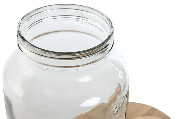 DKD Home Decor Dispensador Bebidas Set de 2 Piezas Natural Cristal Bambú Plástico Silicona 5.5L