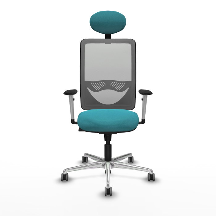 PIQUERAS Y CRESPO Silla de oficina Zulema con mecanismo Sincro, Tela Turquesa y Malla Gris PIQUERAS Y CRESPO Silla de oficina Zulema con mecanismo Sincro, Tela Turquesa y Malla Gris