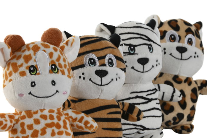 DKD Home Decor Peluche de Animales Surtido de 4 Unidades
