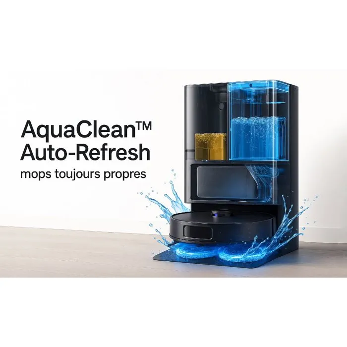 Eziclean EZICLEAN PureFlow MAX Robot aspirador y fregona con tecnología LiDAR, base de vaciado, 14000 Pa, 4L, Negro