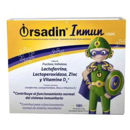 ORSADIN Inmun Complemento alimenticio con Lactoferrina, Zinc y Calcio Sabor Naranja 30 Sticks