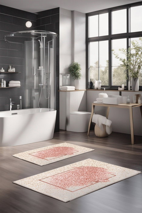 Mijölnir CT-5006 Juego de Alfombrillas de Baño de 2 Piezas Antideslizante Antibacteriano Lavable a Máquina Poliéster 40x60 cm 60x100 cm