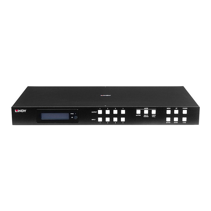 Lindy 38390 Matriz de conmutación AV 4x4 HDMI 4K60 con pantalla OLED Lindy 38390 Matriz de conmutación AV 4x4 HDMI 4K60 con pantalla OLED