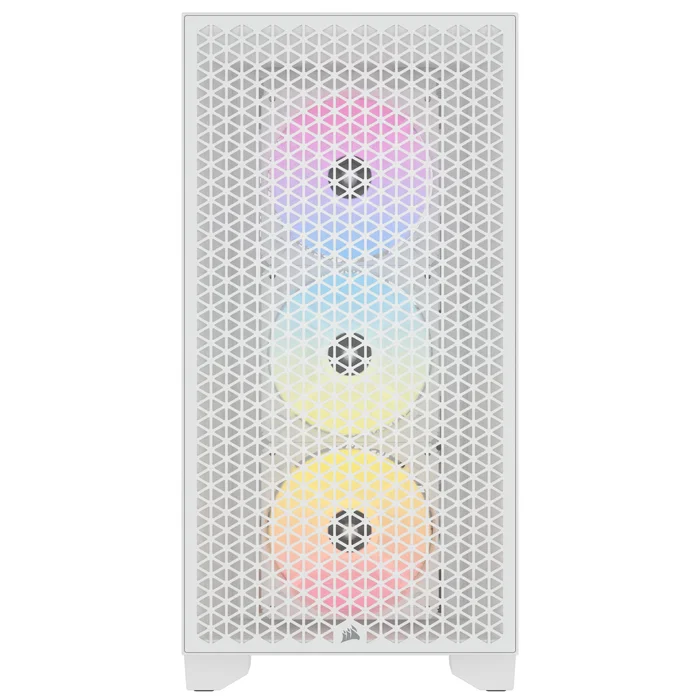 Corsair CC-9011256-WW Carcasa Gaming Mid Tower Blanca RGB Airflow ATX, con Panel de Cristal Templado y 3 Ventiladores