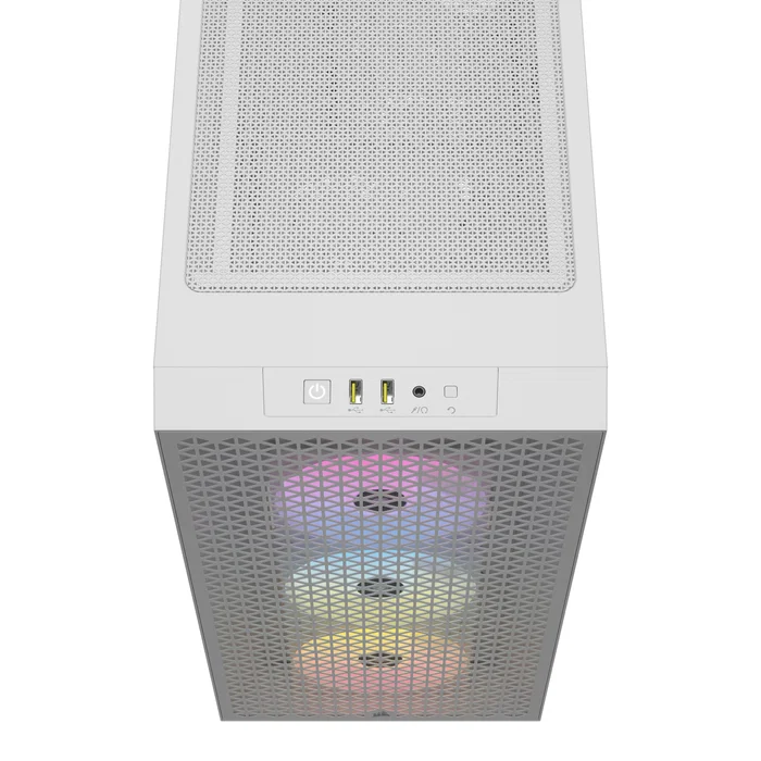 Corsair CC-9011256-WW Carcasa Gaming Mid Tower Blanca RGB Airflow ATX, con Panel de Cristal Templado y 3 Ventiladores