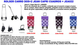 Rolser Finstock Jean Capri Carro de compra Negro Cuadros