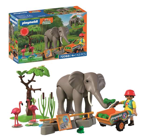 Playmobil 70662 - Playmobil My Life Elefante Con Cuidadora - Set de Figuras de Animal de la Selva para Niños de 4 a 10 Años