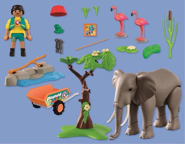 Playmobil 70662 - Playmobil My Life Elefante Con Cuidadora - Set de Figuras de Animal de la Selva para Niños de 4 a 10 Años