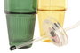 DKD Home Decor Set de 2 Vasos de Borosilicato y Silicona 300ml Verde y Ámbar