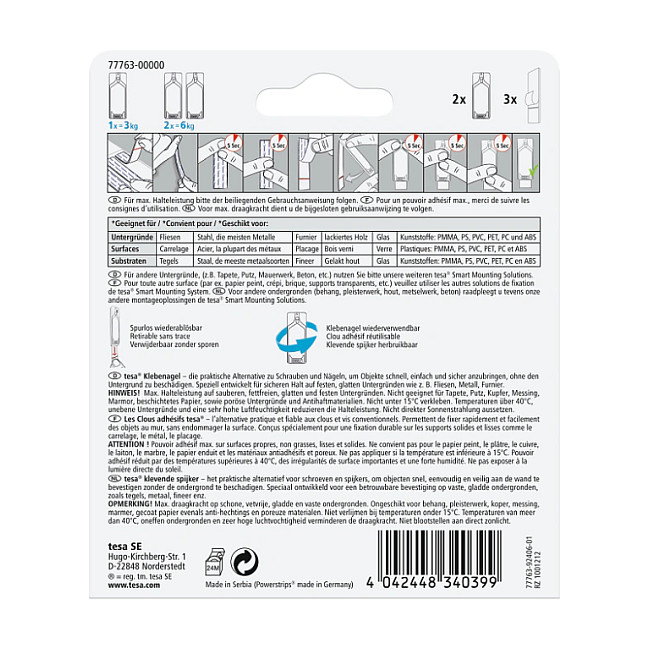 Tesa Klebenagel Fliesen & Metall hasta 3kg, 2 unidades Tesa Klebenagel Fliesen & Metall hasta 3kg, 2 unidades