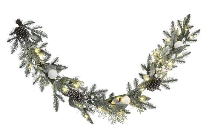 DKD Home Decor Guirnalda Navidad LED Verde Blanco 13 x 152 x 25 cm 2 Unidades