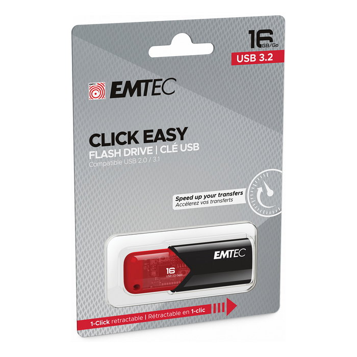 Emtec Click Easy B110 16GB USB 3.2 Gen 2 Negro Rojo