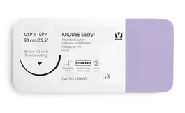 Kruuse Sutura Sacryl 1 90cm con Aguja de 48mm Violeta