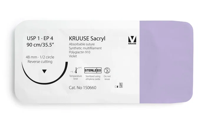 Kruuse Sutura Sacryl 1 90cm con Aguja de 48mm Violeta Kruuse Sutura Sacryl 1 90cm con Aguja de 48mm Violeta