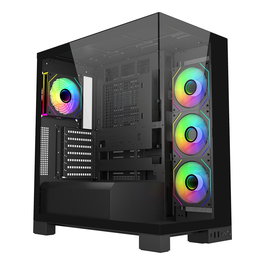 FSP Caja de PC M540-BA ARGB Midi Tower con Vidrio Templado, Negro, Soporta ATX/micro-ATX/Mini-ITX, 3 Ventiladores ARGB Incluidos, para Gaming