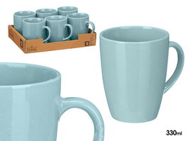 Vessia Jarra Mug Azul Claro 330 ml 11.5x10.5x8.5 cm Cerámica Loza Acabado Brillo (Set de 24)