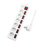 LogiLink Regleta de 6 tomas CEE 7/3 con 7 interruptores, blanco