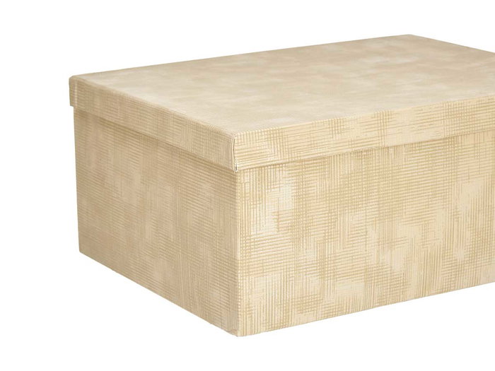 Pincello Set 10 Cajas de Cartón Rectangular Natural con Rayas 37x16x29 cm (Set de 2)