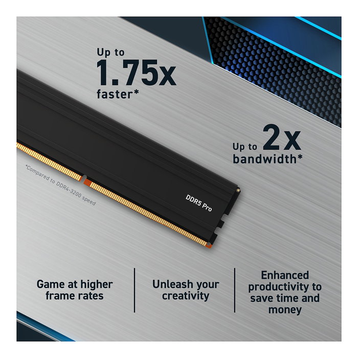 Crucial CP2K48G56C46U5 Kit Memoria RAM Crucial Pro DDR5 96 GB (2x48GB) 5600MHz CL46 UDIMM 288-pin DIMM para PC