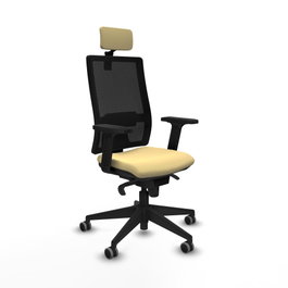 PIQUERAS Y CRESPO Silla de oficina Horna con mecanismo Sincro, Crema y Negro
