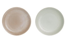 DKD Home Decor Set de 24 Platos de Gres GREATURE 1 en Verde Menta y Rosa Palo
