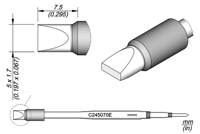JBC TOOLS Punta de soldadura tipo destornillador 5x1,7mm C245070E
