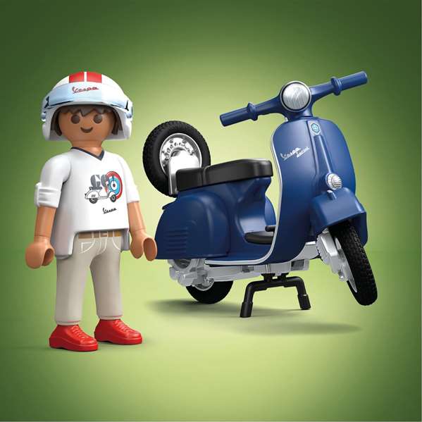 Playmobil Vespa 150 Sprint Veloce de 1969 - Moto Scooter de Juguete Azul