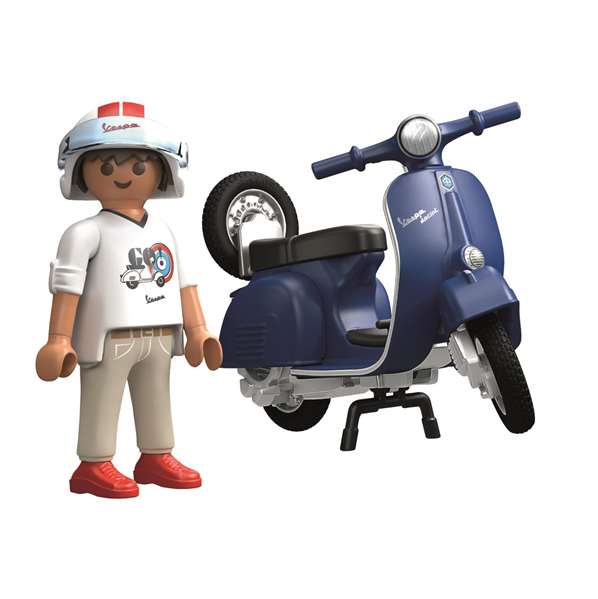 Playmobil Vespa 150 Sprint Veloce de 1969 - Moto Scooter de Juguete Azul