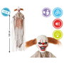Figura Payaso Colgante Blanco Con Luz y Sonido, Pelo Naranja 120 cm - Decoración Terrorífica Halloween