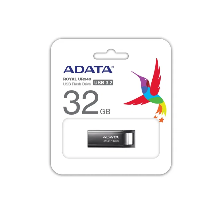 ADATA UR340-32GBK Pendrive USB 3.2 Gen 1 32 GB Tipo A Negro Metal Sin Tapa Resistente a Golpes y Salpicaduras