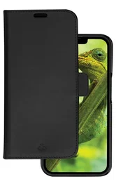Dbramante1928 Lynge - Funda folio de cuero negro para Apple iPhone 14 (15.5 cm / 6.1") - Con protección RFID, carga inalámbrica y 3 bolsillos para tarjetas