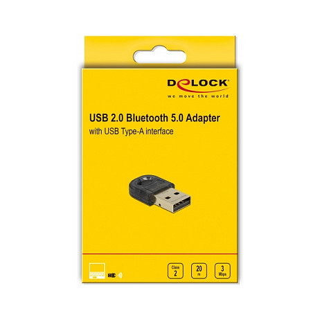 DeLOCK Adaptador Bluetooth 5.0 Mini USB 2.0 Negro