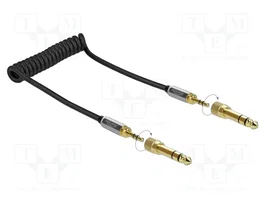 DeLOCK 85836 Cable de audio en espiral de 3,5 mm con adaptadores de tornillo, 1 m