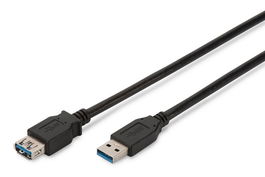 Digitus Cable de Extensión USB 3.0 Tipo A Macho/Hembra 1.8m Negro