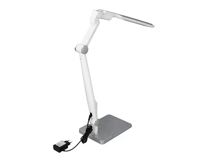 Q-connect Lámpara de Escritorio LED 9W 550 lm Táctil 3 Niveles Color Brazo y Base Oscilantes Plateado