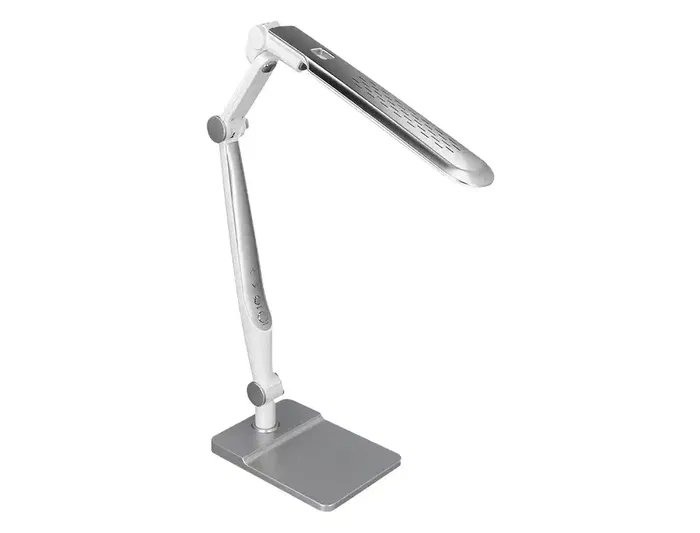 Q-connect Lámpara de Escritorio LED 9W 550 lm Táctil 3 Niveles Color Brazo y Base Oscilantes Plateado