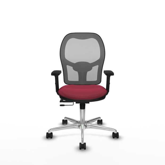 PIQUERAS Y CRESPO Silla de oficina Jorquera con mecanismo Sincro/Traslack, Tela Granate y Malla Gris