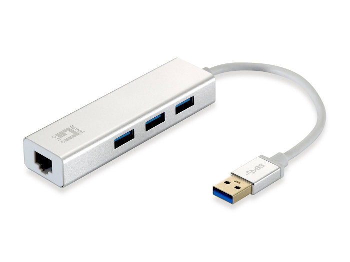 Level One USB-0503 V4 Gigabit USB Network Adapter con USB Hub