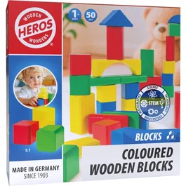 Heros HÉROES Bloques de construcción de madera 100% FSC - 50 piezas - Para mayores de 1 año