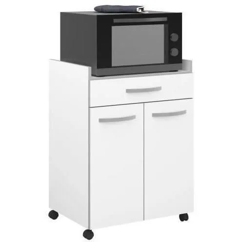 HARMONY Carrito de Cocina Blanco Mate L 60cm x 44.5cm x 81.5cm con Cajón y Puertas HARMONY Carrito de Cocina Blanco Mate L 60cm x 44.5cm x 81.5cm con Cajón y Puertas